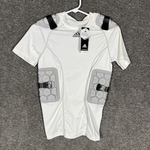 Adidas Techfit Padded Compression Shirt Mens Small White Climacool‎ Football Rib